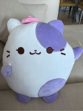 CLAWZ Plush Cat Stuffed Animal - White & Purple Cute Kitty